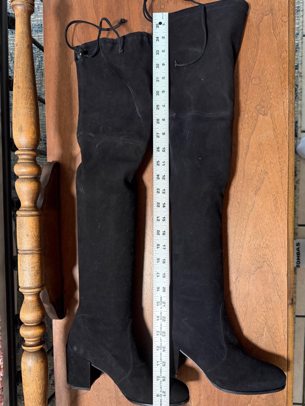 Stuart Weitzman Black Over-the-Knee Lace-Up Suede Boots